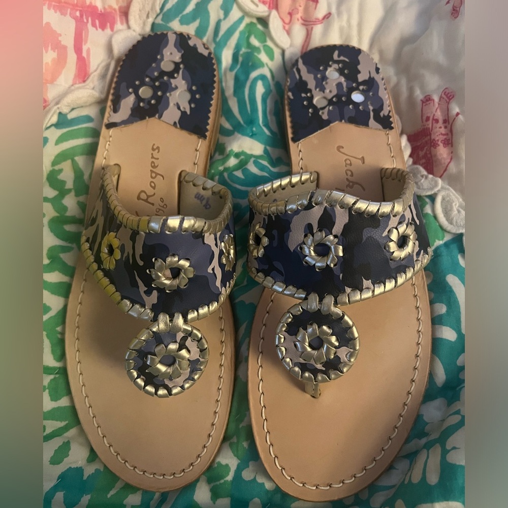 NWT Jack Rogers Camo blue sandals